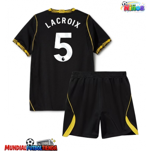 Camiseta Chelsea Maxence Lacroix #5 Segunda Equipación Replica 2026-27 para niños mangas cortas (+ Pantalones cortos)